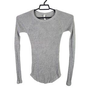 Womens Lululemon Heather Gray Cabin Yogi Sweater Long Sleeve Cashmere Blend 4